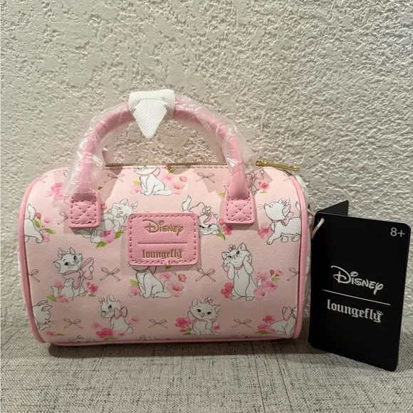 Loungefly Disney Aristocats Pink Marie Mini Barrel Bag with Roses & Ribbons NWT - Picture 2 of 6